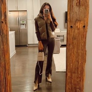 Zara Faux Leather Pants With Slit & Stretch | Medium 7901/201/700/M